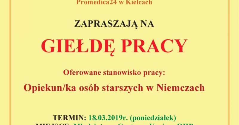 ZAPRASZAMY NA GIEŁDĘ PRACY W BUSKU-ZDROJU – 18.03.2019