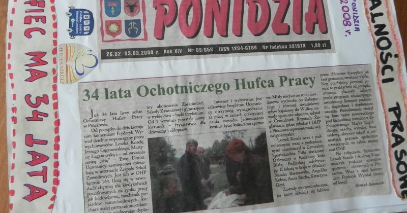 „ŚRODA  Z HISTORIĄ OHP W  PIŃCZOWIE” – PROMOCJA HUFCA W  PRASIE I TELEWIZJI